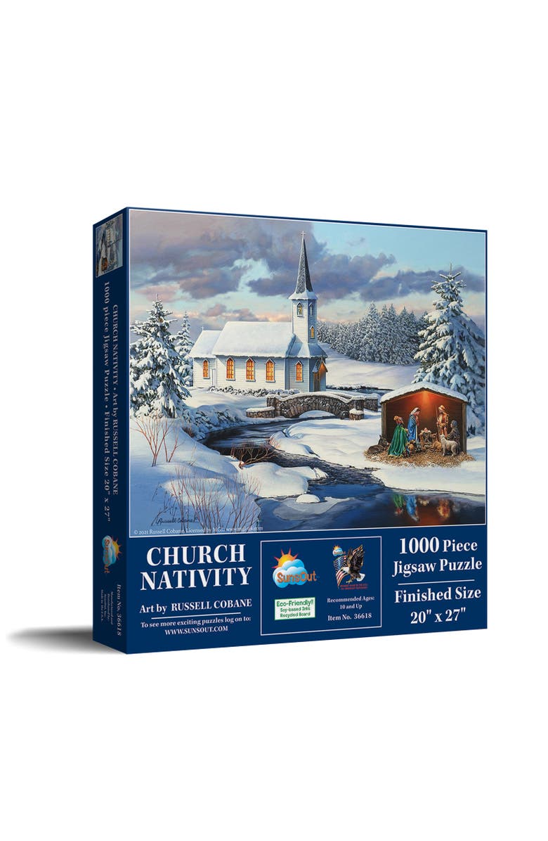 Sunsout Church Nativity 1000 piece Jigsaw Puzzle for Adults, Main, color, Multicolor