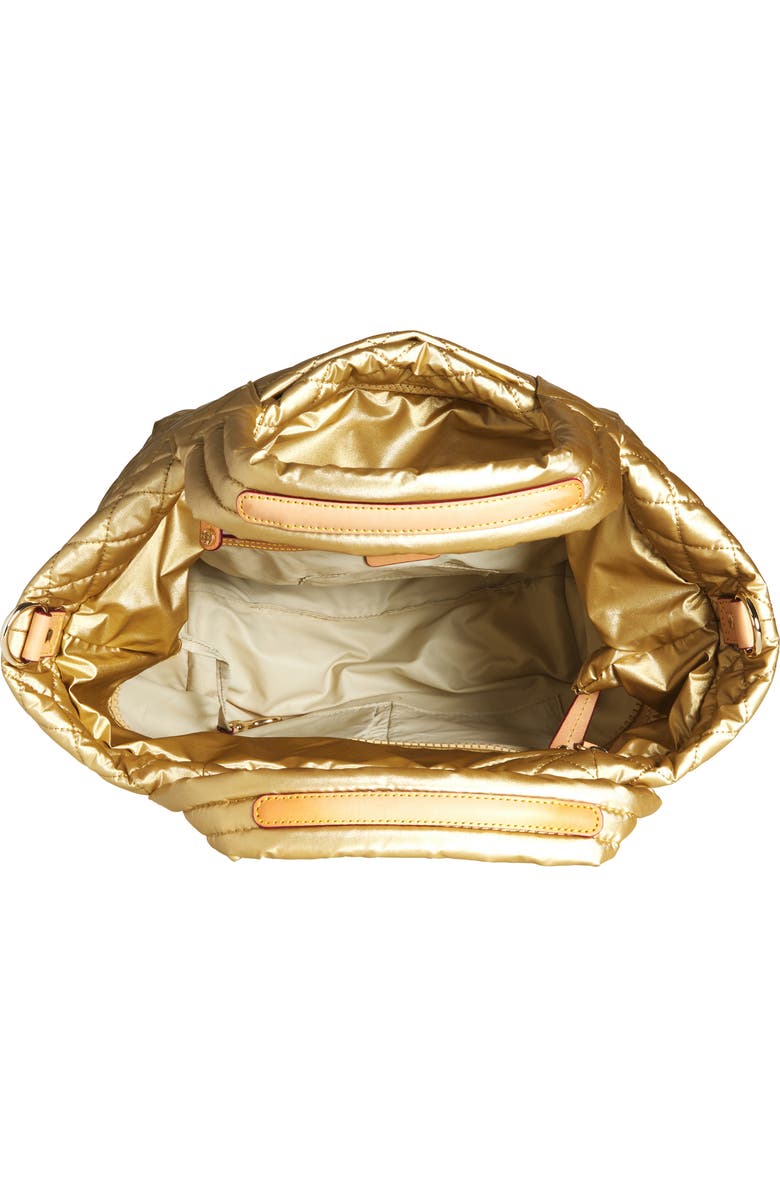 MZ Wallace Small Metro Deluxe Quilted Metallic Nylon Tote, Alternate, color, Light Gold Pearl Metallic