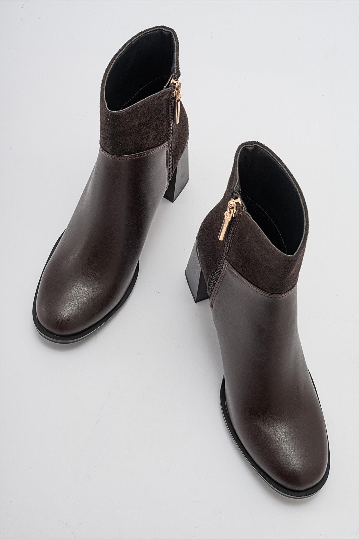 Ropa Block Heel Zip Boot, Alternate, color, Brown Faux Leather