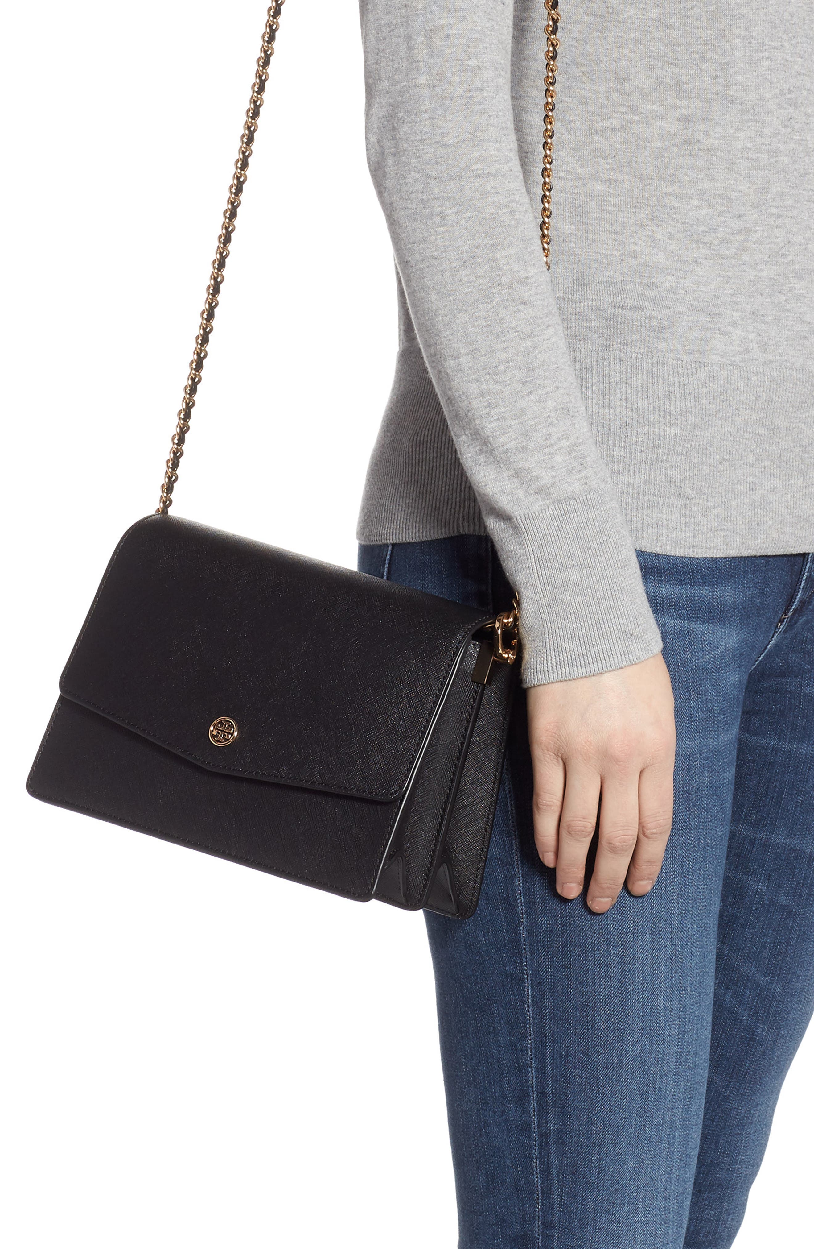 Tory Burch Robinson Leather Convertible Shoulder Bag, Alternate, color, 