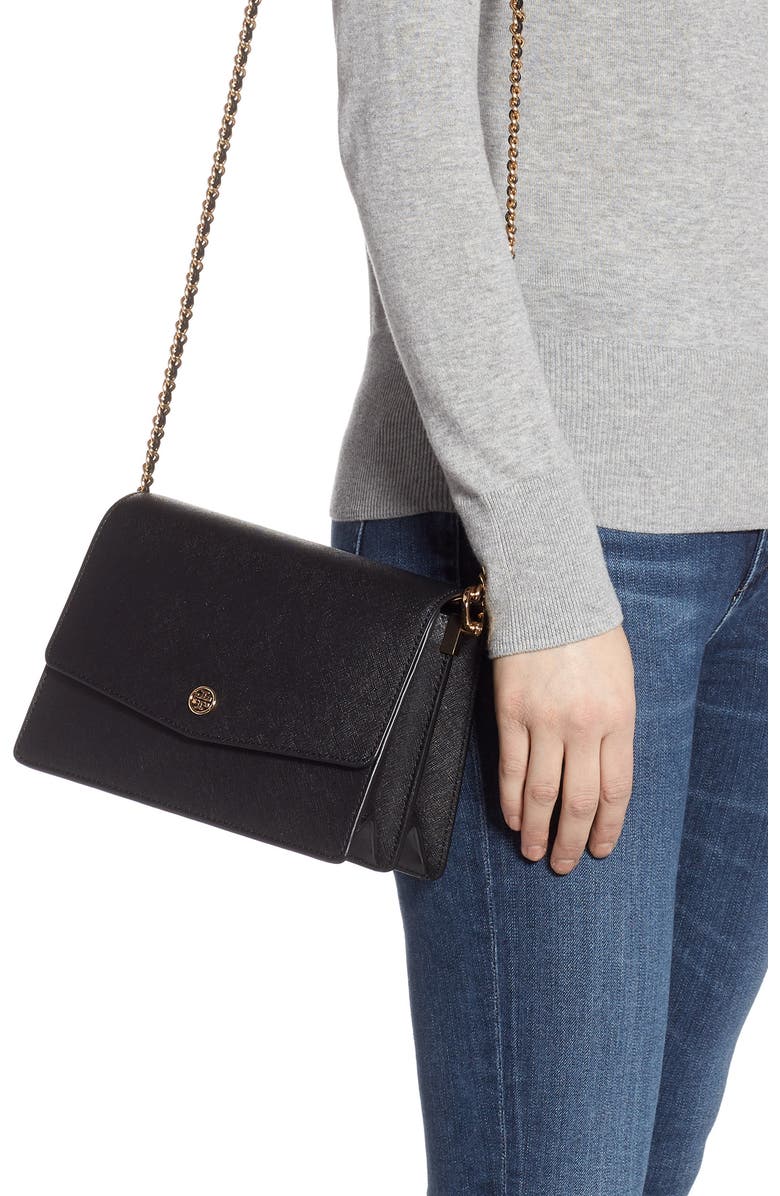 Tory Burch Robinson Leather Convertible Shoulder Bag, Alternate, color,