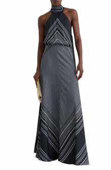 Skylar High Neck Scarf Print Maxi Dress