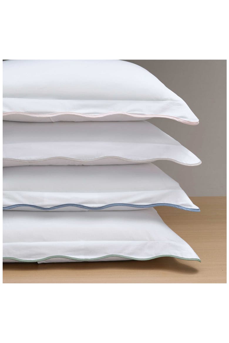 Simple Scallop Cotton Percale Duvet Set, Alternate, color, WHITE/ FEATHER