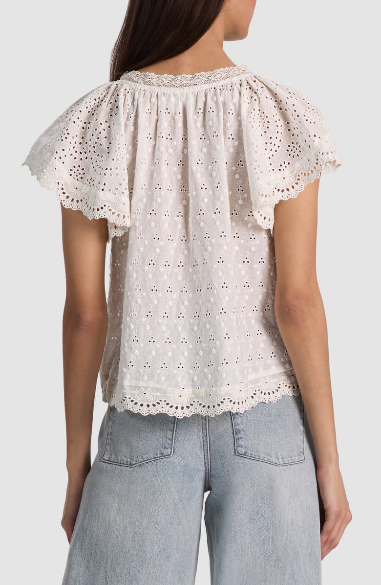 Alice + Olivia Odette Eyelet Lace Top, Alternate, color, Off White