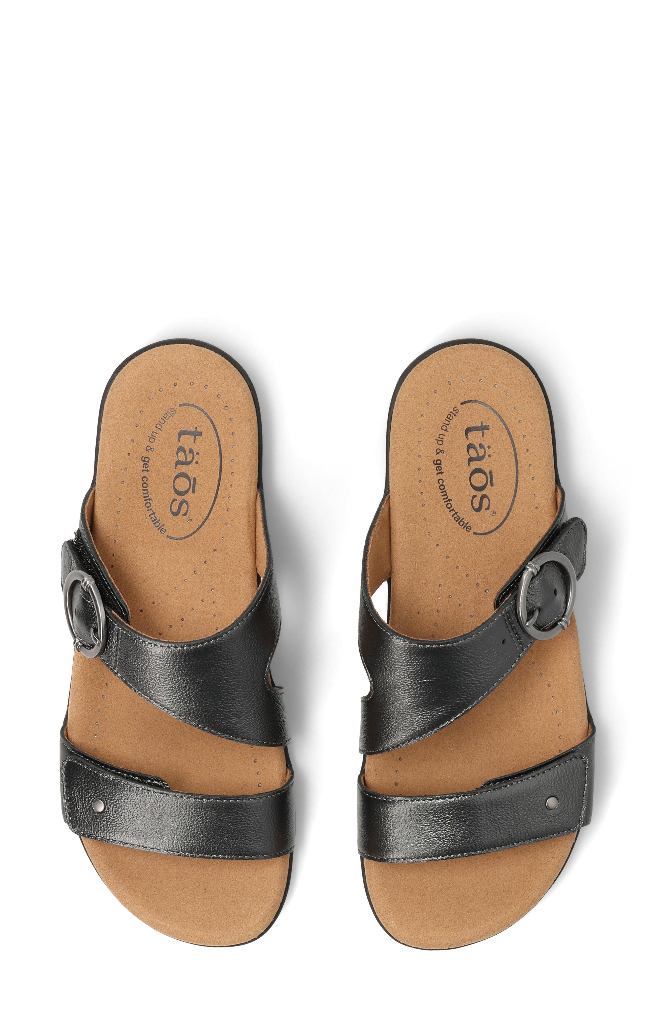 Taos Westside Slide Sandal, Alternate, color, Black Metallic