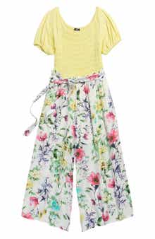Ava & Yelly Kids' Smocked Wide Leg Jumpsuit