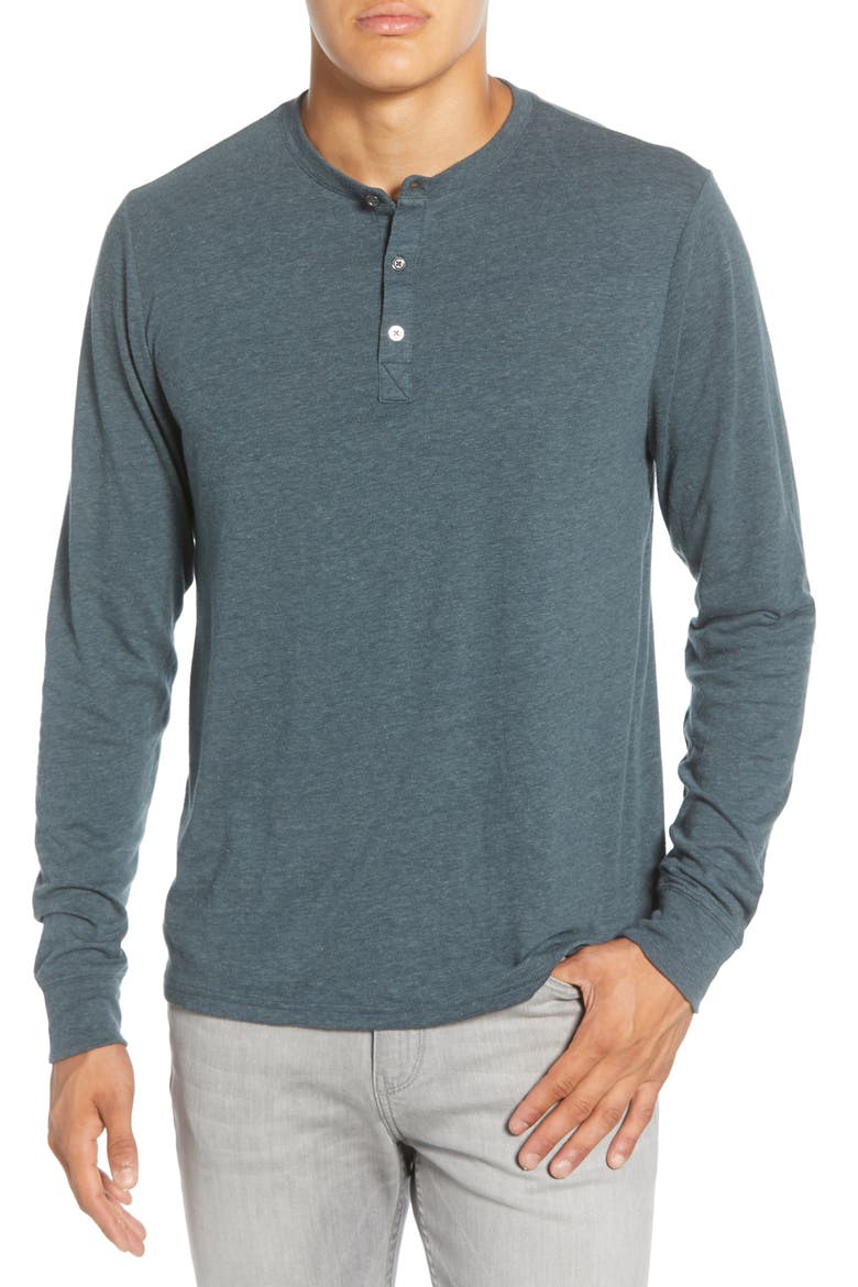 Long Sleeve Henley, Main, color, GUNMETAL