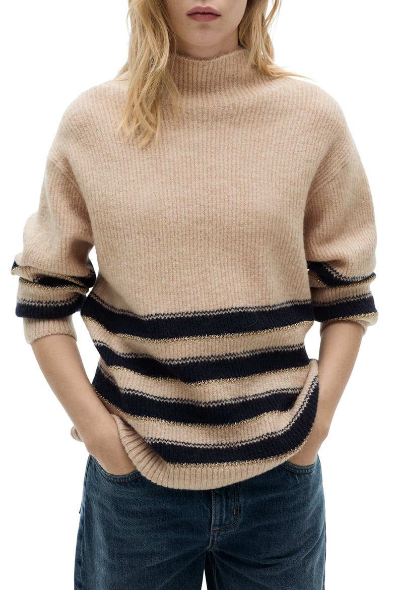 Perkins Collar Stripe Sweater, Main, color, ECRU