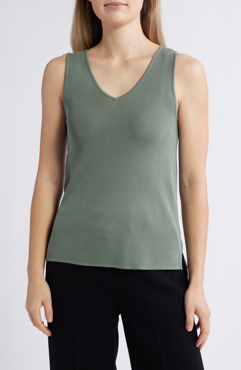 Anne Klein DOUBLE V-NECK TANK, Main, color,