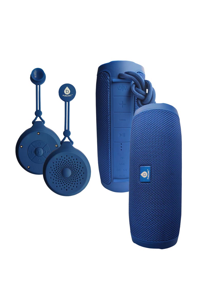 PURSONIC Peak Wireless Speaker & Pursonic Waterproof Wireless Speaker Bundle 360° Hi-Res Sound Anywhere, Anytime, Main, color, Blue