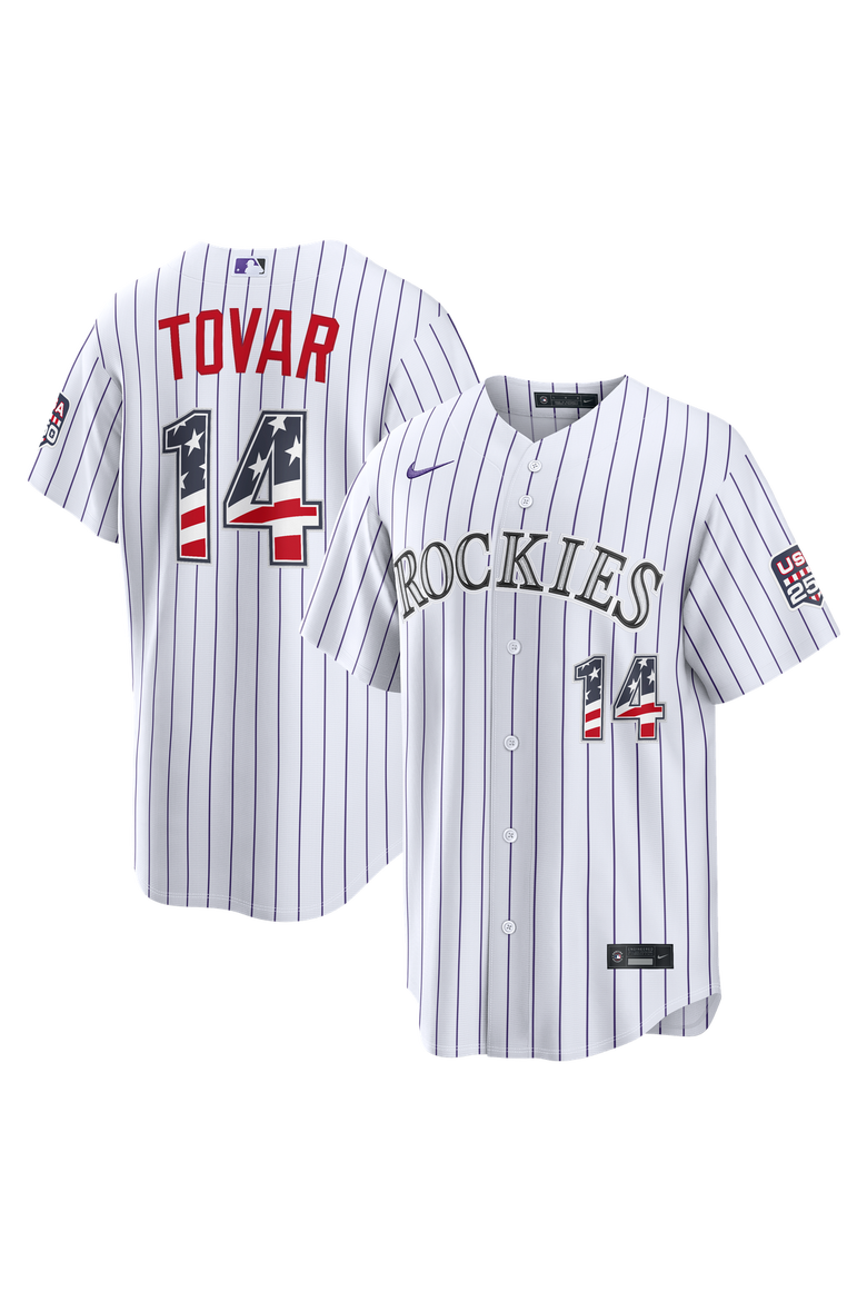 Fourth of July Men's Colorado Rockies Ezequiel Tovar Nike White USA 250 Stadium Jersey, Main, color, White