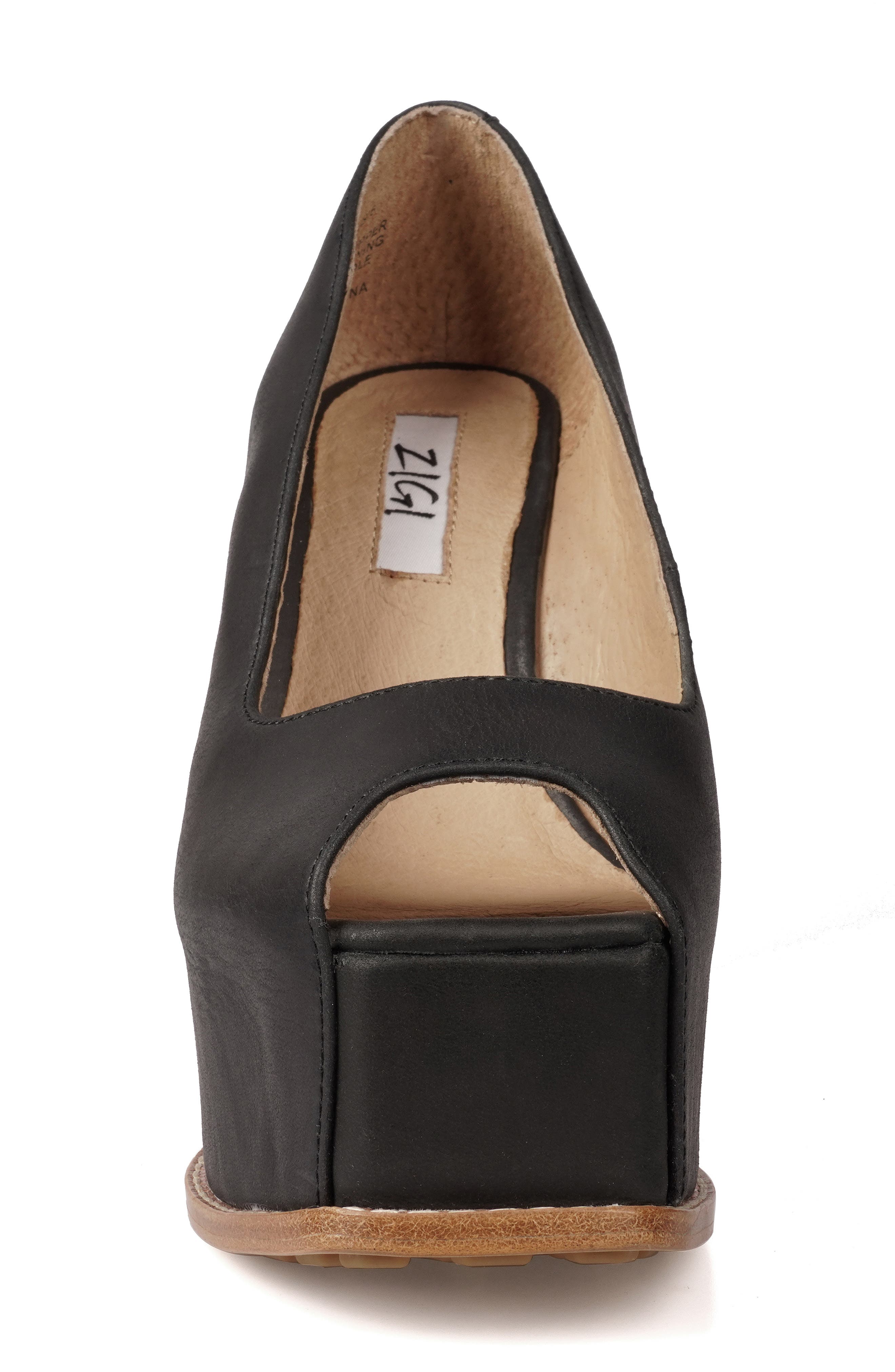 ZIGI Milluh Peep Toe Platform Wedge Sandal, Alternate, color, Black Leather