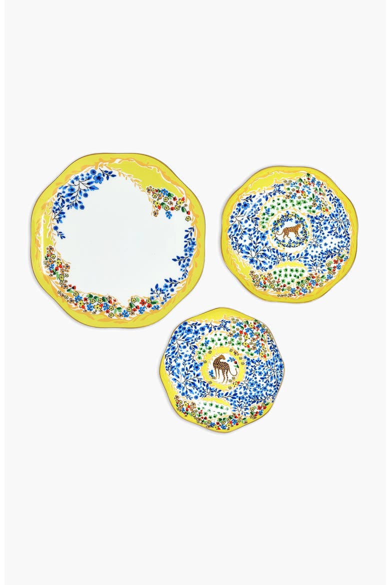 Yellow Garden Bone China Plates, Set Of Three, Main, color, Yellow