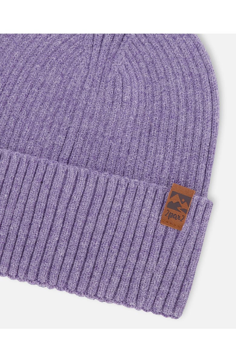 Deux par Deux Girl Rib Knit Beanie Hat, Alternate, color, Lavender