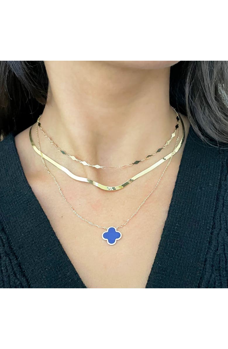 The Lovery Fine Jewelry Extra Large Lapis Single Clover Necklace, Alternate, color, Lapis