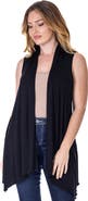 24seven Comfort Apparel Draped Open Front Sleeveless Cardigan Vest
