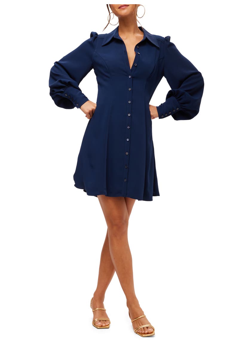 Trina Turk Lanea A line Puff Sleeve Shirt Dress, Main, color, Ink
