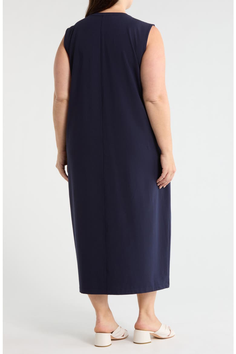 Sleeveless Stretch Cotton Jersey Midi Dress, Alternate, color, INK
