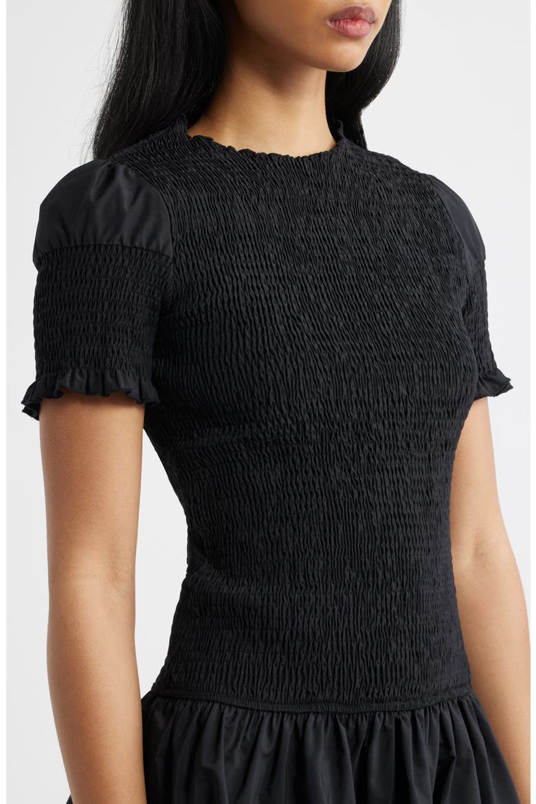 Laurita Smocked Minidress, Alternate, color, BLACK