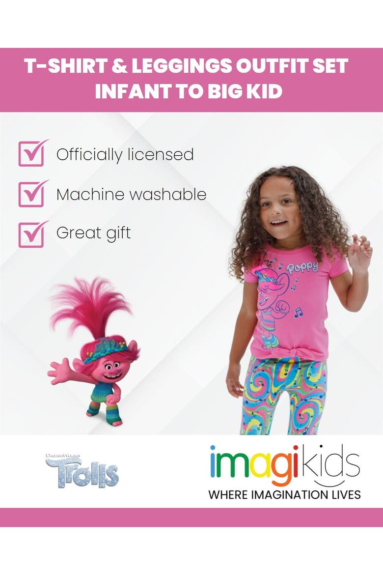 Trolls 2-Piece T-Shirt and Leggings Set, Alternate, color, Poppy Pink Swirl