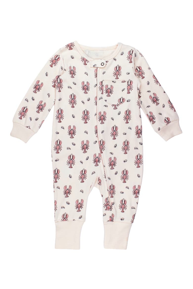 Organic Cotton Footless Two-Way Zipper Romper, Main, color, LOBSTER
