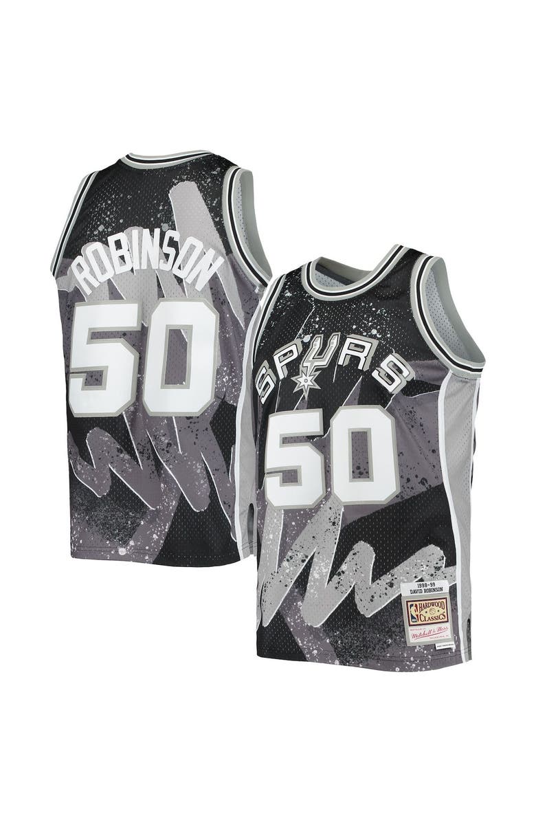 Mitchell & Ness Men's Mitchell & Ness David Robinson Black San Antonio Spurs Hardwood Classics 1998/99 Hyper Hoops Swingman Jersey, Main, color, 