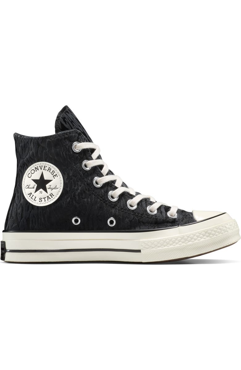 Converse Gender Inclusive Chuck 70 Leopard Flocked Satin Low Top Sneaker, Alternate, color, Black/ Egret/ Total Eclipse