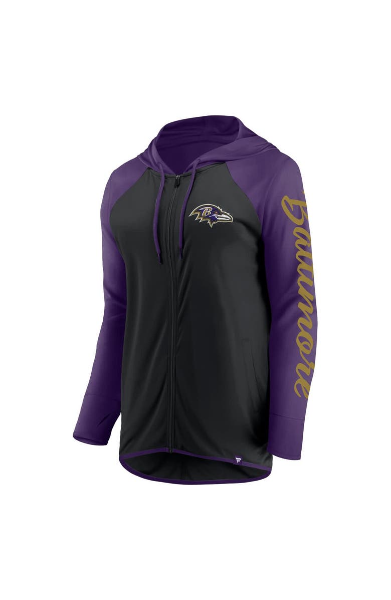 FANATICS Women's Fanatics Black/Purple Baltimore Ravens Script Full-Zip Hoodie, Alternate, color, 