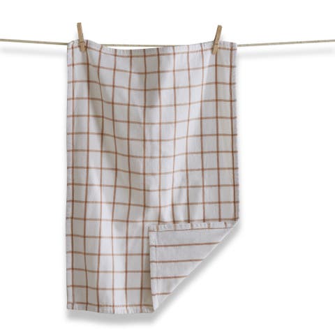 Classic Blush Pink Windowpane Cotton Dishtowel for Kitchen