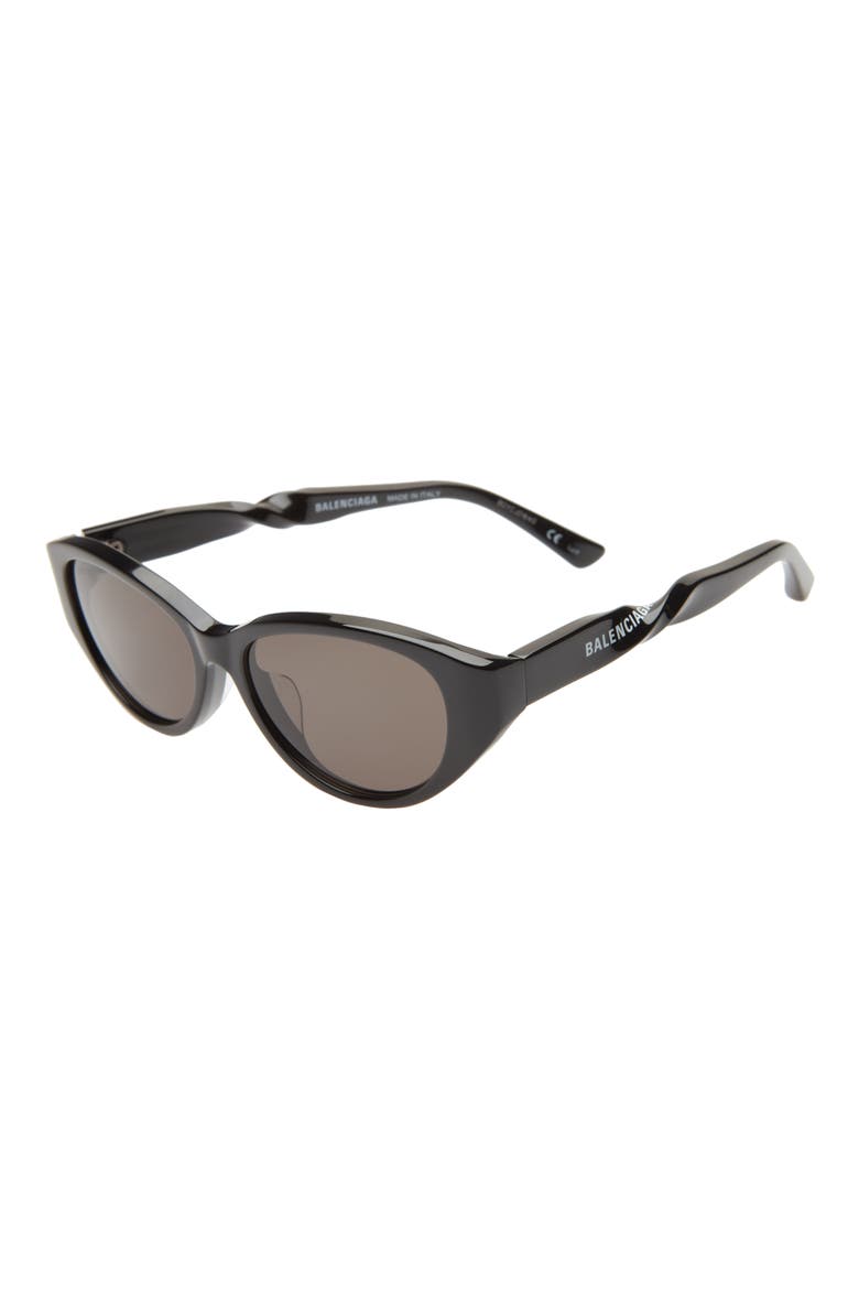 55mm Round Sunglasses, Alternate, color, BLACK