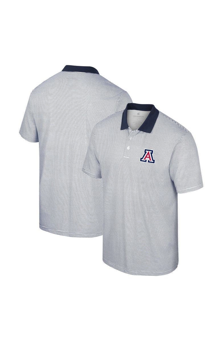 COLOSSEUM Men's Colosseum White/Navy Arizona Wildcats Print Stripe Polo, Main, color, White