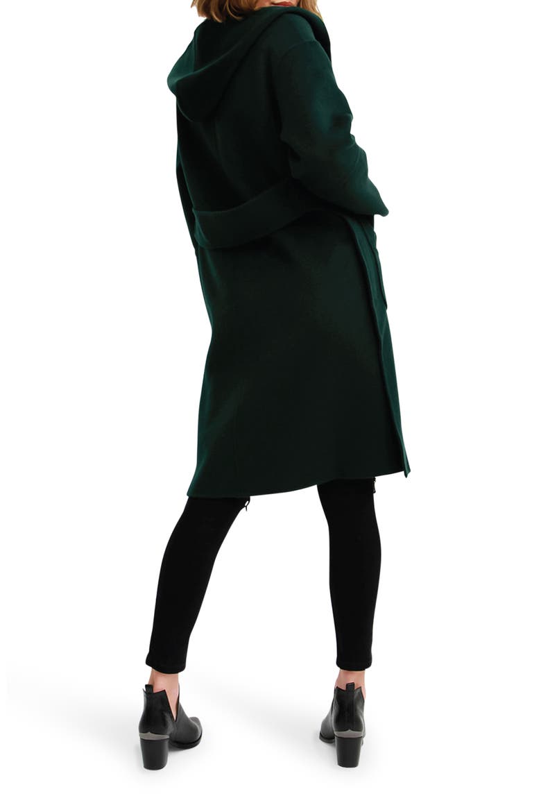 Walk This Way Hooded Wool Blend Coat, Alternate, color, DARK GREEN