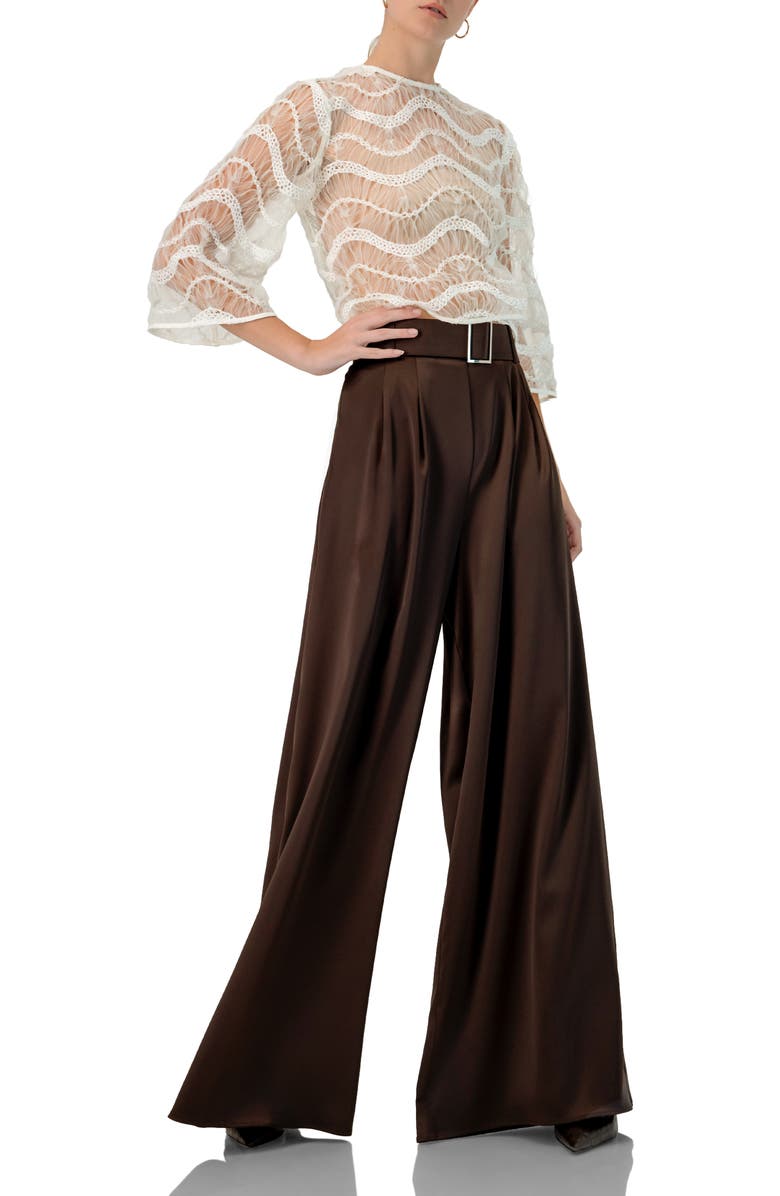 IVONNE Bell Sleeve Sheer Blouse, Alternate, color, Ivory