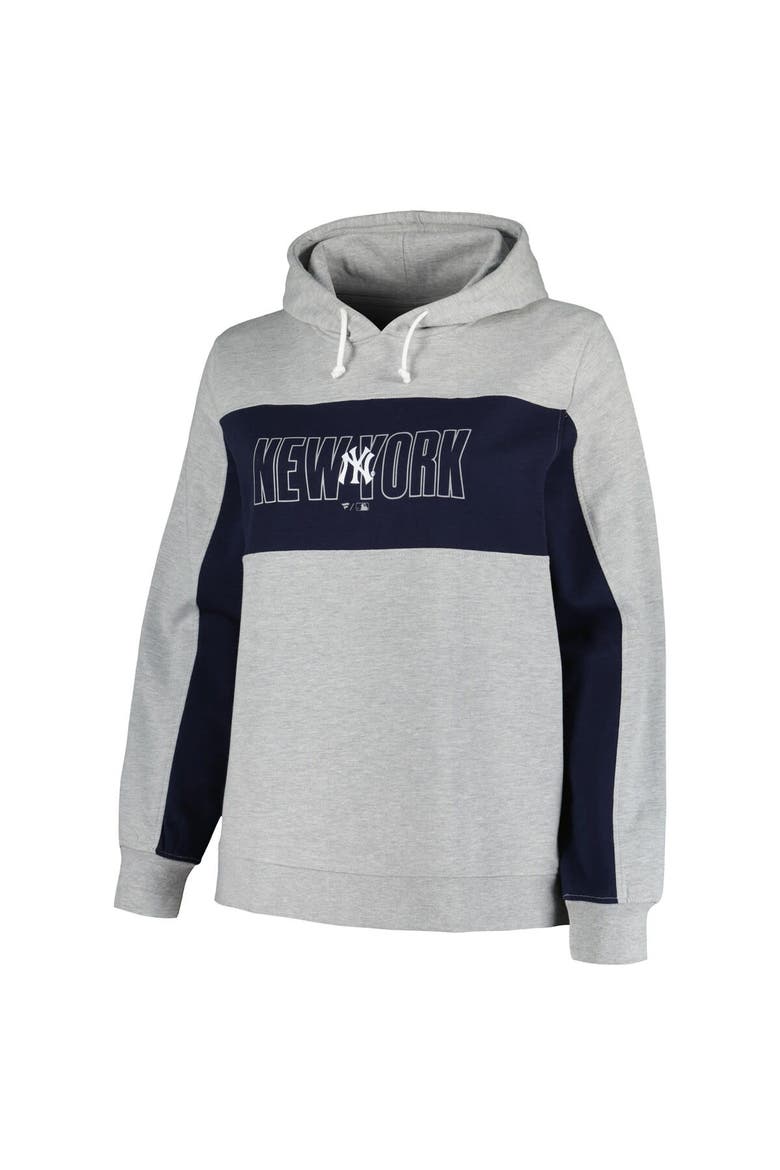 Women's Profile Heather Gray New York Yankees Plus Size Pullover Jersey Hoodie, Alternate, color, Heather Gray