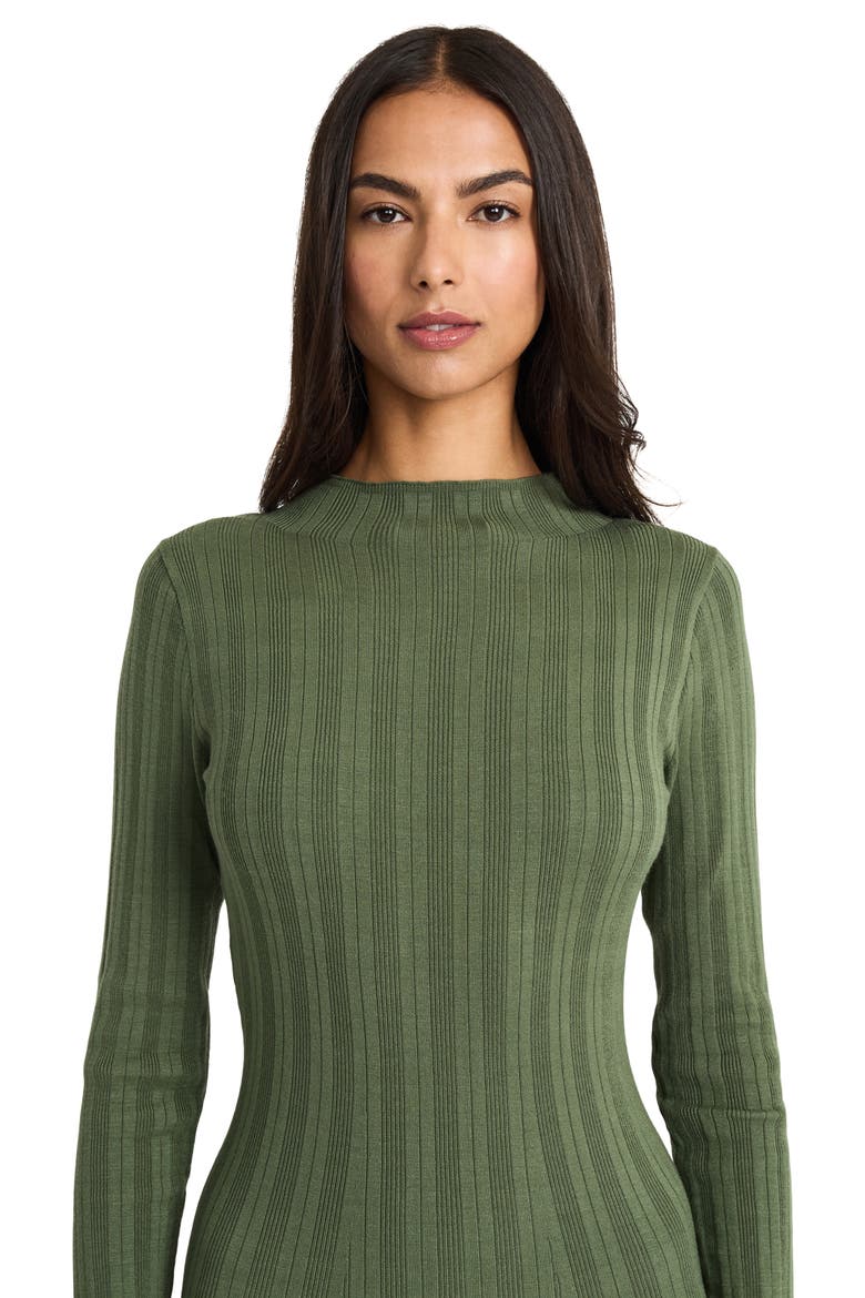 Long Sleeve Mock Neck Dress, Alternate, color, OLIVE GREEN