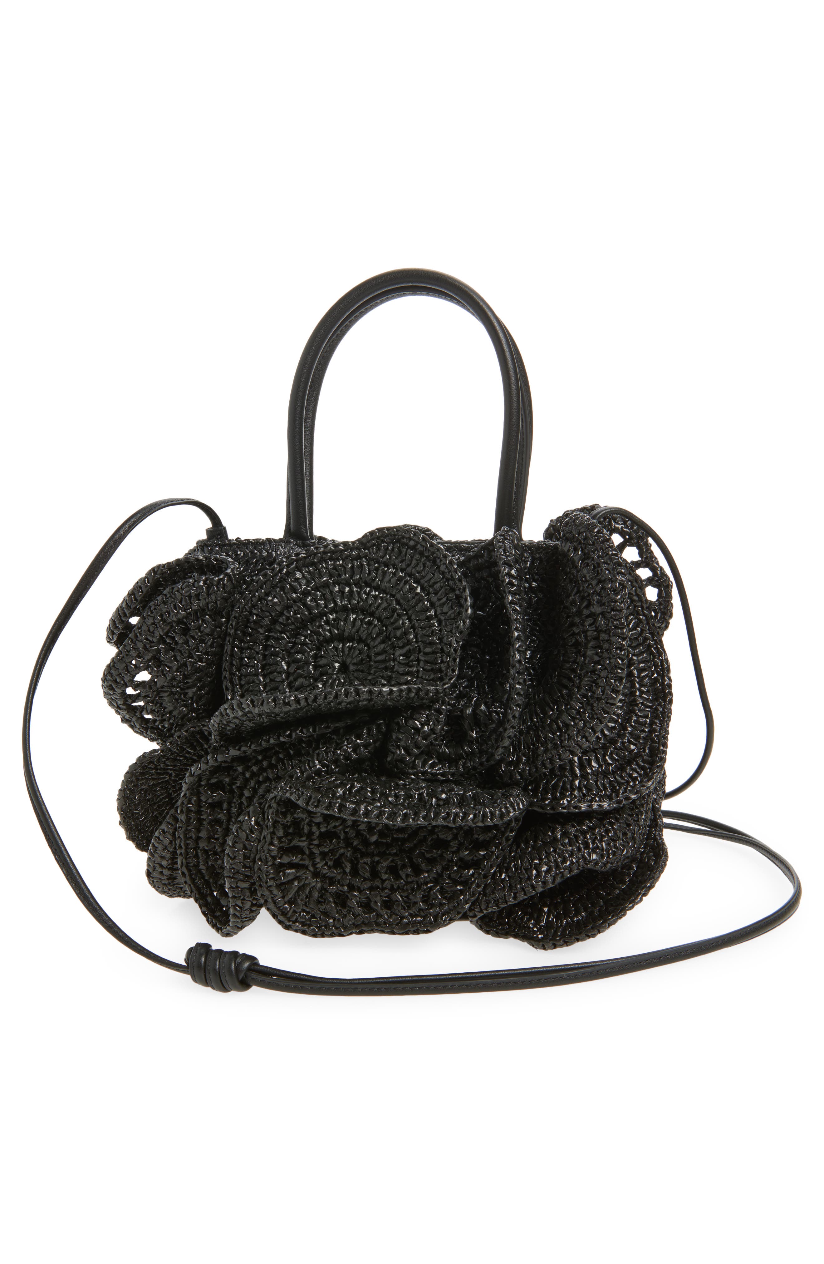 FARM Rio Raffia Flower Bag, Alternate, color, Black