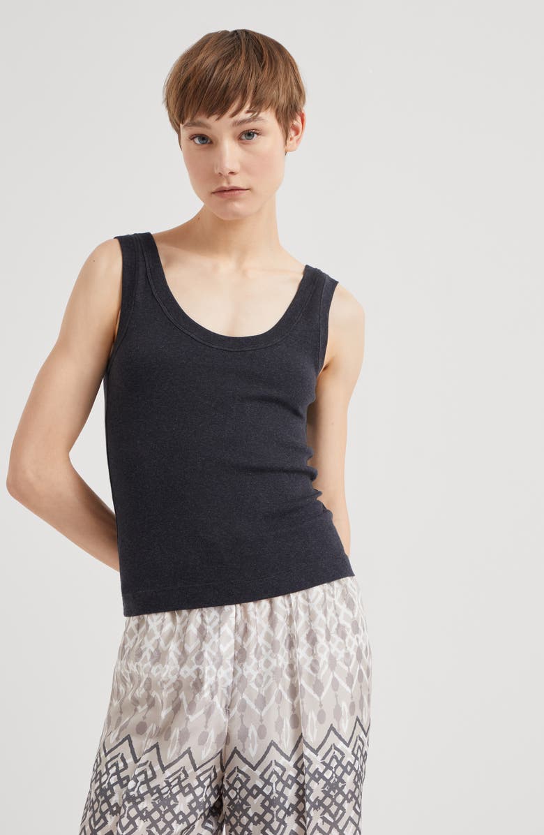 Brunello Cucinelli Ribbed jersey top, Alternate, color, 