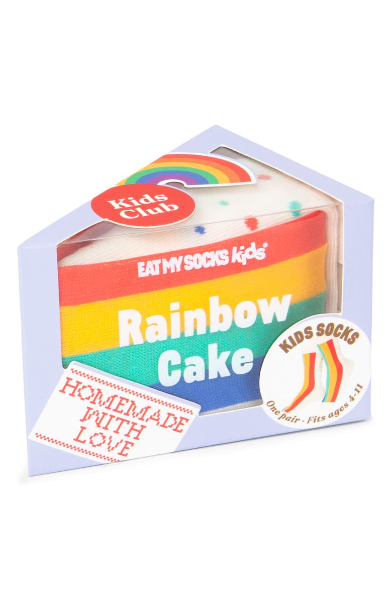 doiy Kids' 3D Rainbow Cake Crew Socks, Alternate, color, Ivory/ Rainbow