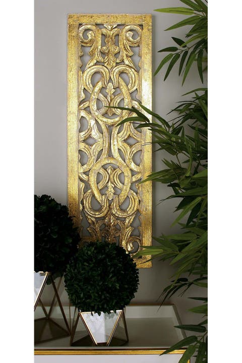 Gold Traditional Carved Scroll Wall Panel