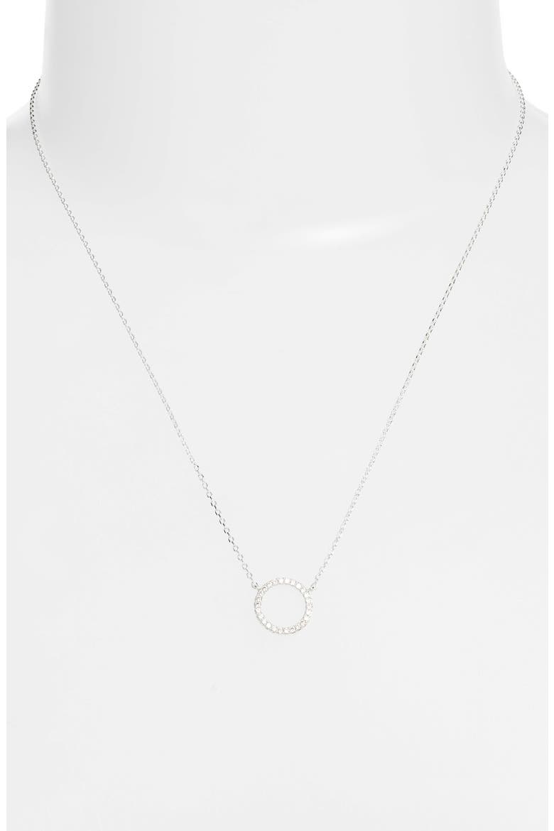 Pavé Circle Pendant Necklace, Main, color, SILVER
