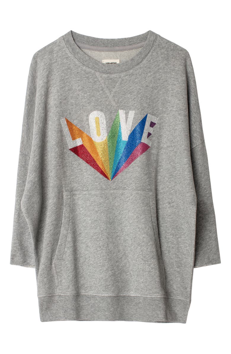 Zadig & Voltaire Kaly Lobe Rainbow Love Sweatshirt, Alternate, color, 