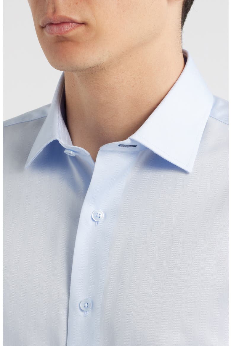 Trim Fit Light Blue Cotton Herringbone Dress Shirt, Alternate, color, LIGHT BLUE