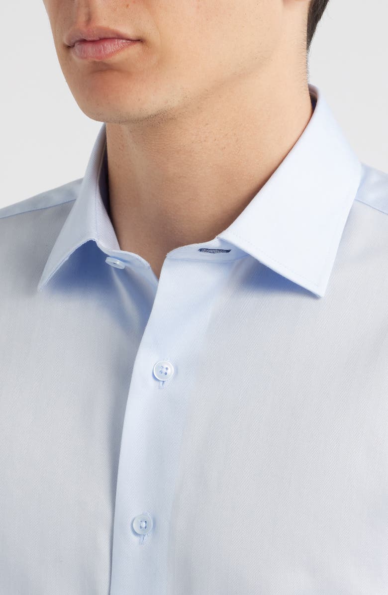 Lorenzo Uomo Trim Fit Light Blue Cotton Herringbone Dress Shirt, Alternate, color, Light Blue