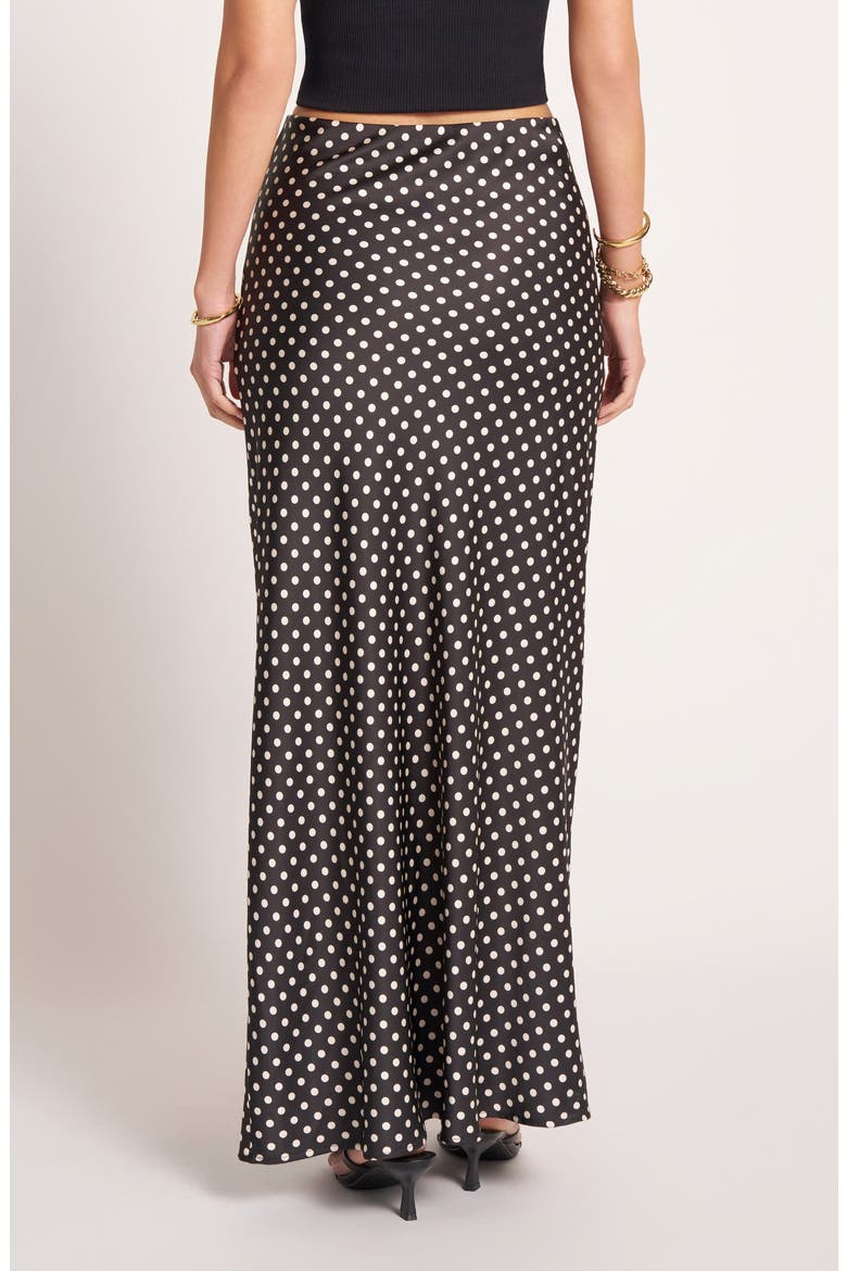 Polka Dot Bias Cut Maxi Skirt, Alternate, color, BLACK/ IVORY
