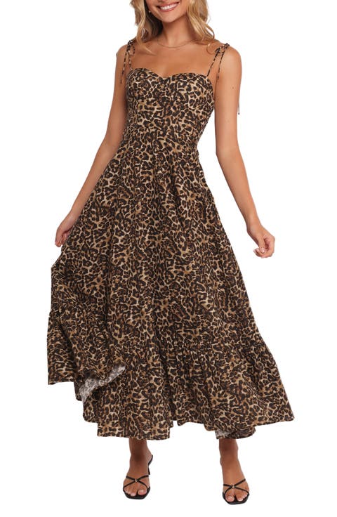 Ayana Leopard Print Fit & Flare Midi Dress