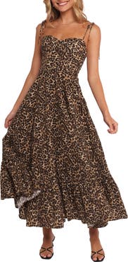 Petal & Pup Ayana Leopard Print Fit & Flare Midi Dress
