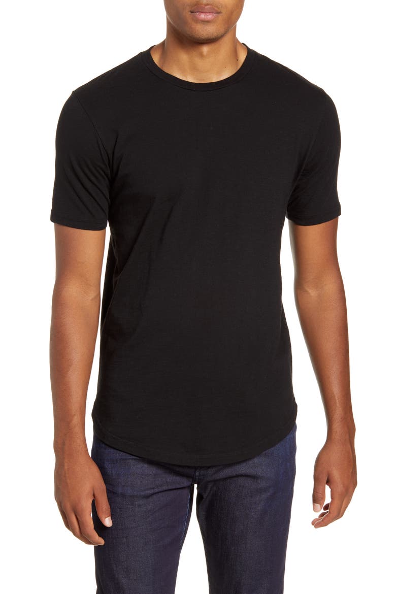 Scallop Slub Crewneck T-Shirt, Main, color, BLACK
