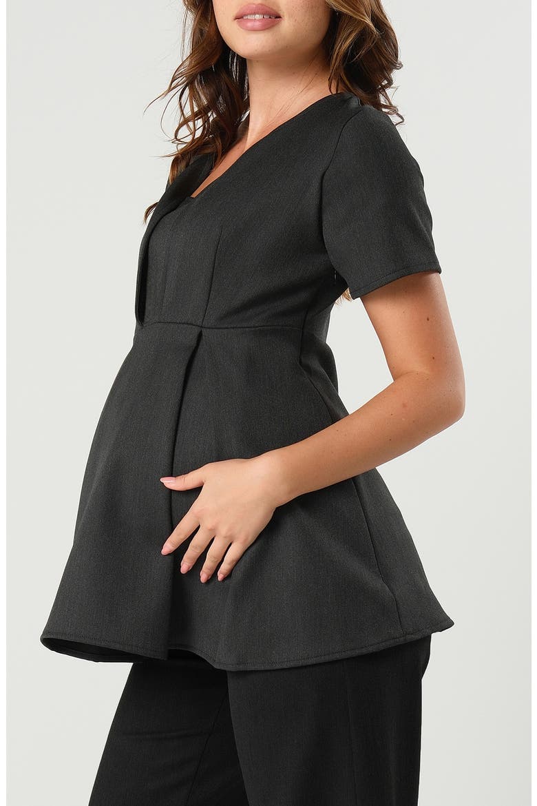 Box Pleat Maternity/Nursing Top, Alternate, color, DARK GREY