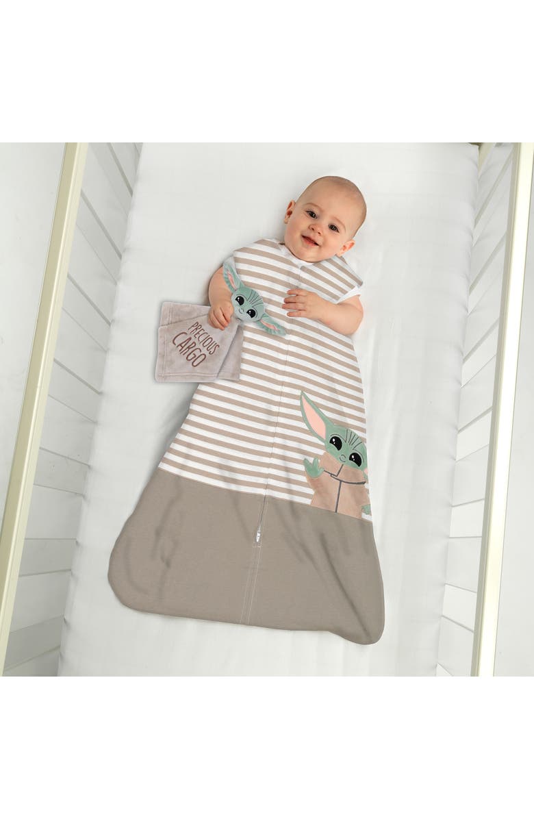 Lambs & Ivy Star Wars Mandalorian Baby Yoda Wearable Blanket/Lovey Gift Set 2pc, Alternate, color, Taupe