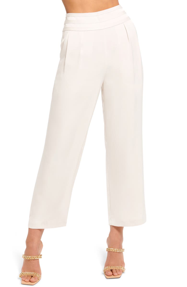 Ramy Brook Joss Crop Satin Pants, Main, color, Ivory
